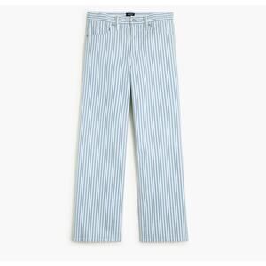 new J CREW Factory white light blue cotton striped wide leg cropped jeans pants